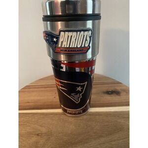 New England Patriots NFL Coffee Mug Travel Tumbler Cup Metallic Logo w/ Emblem